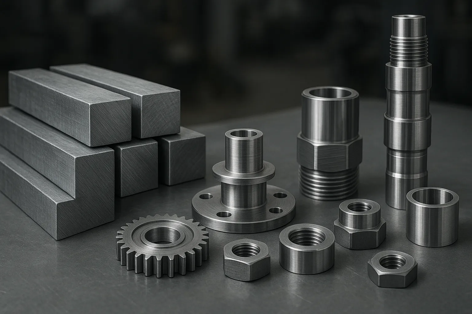 Steel billets and machined parts